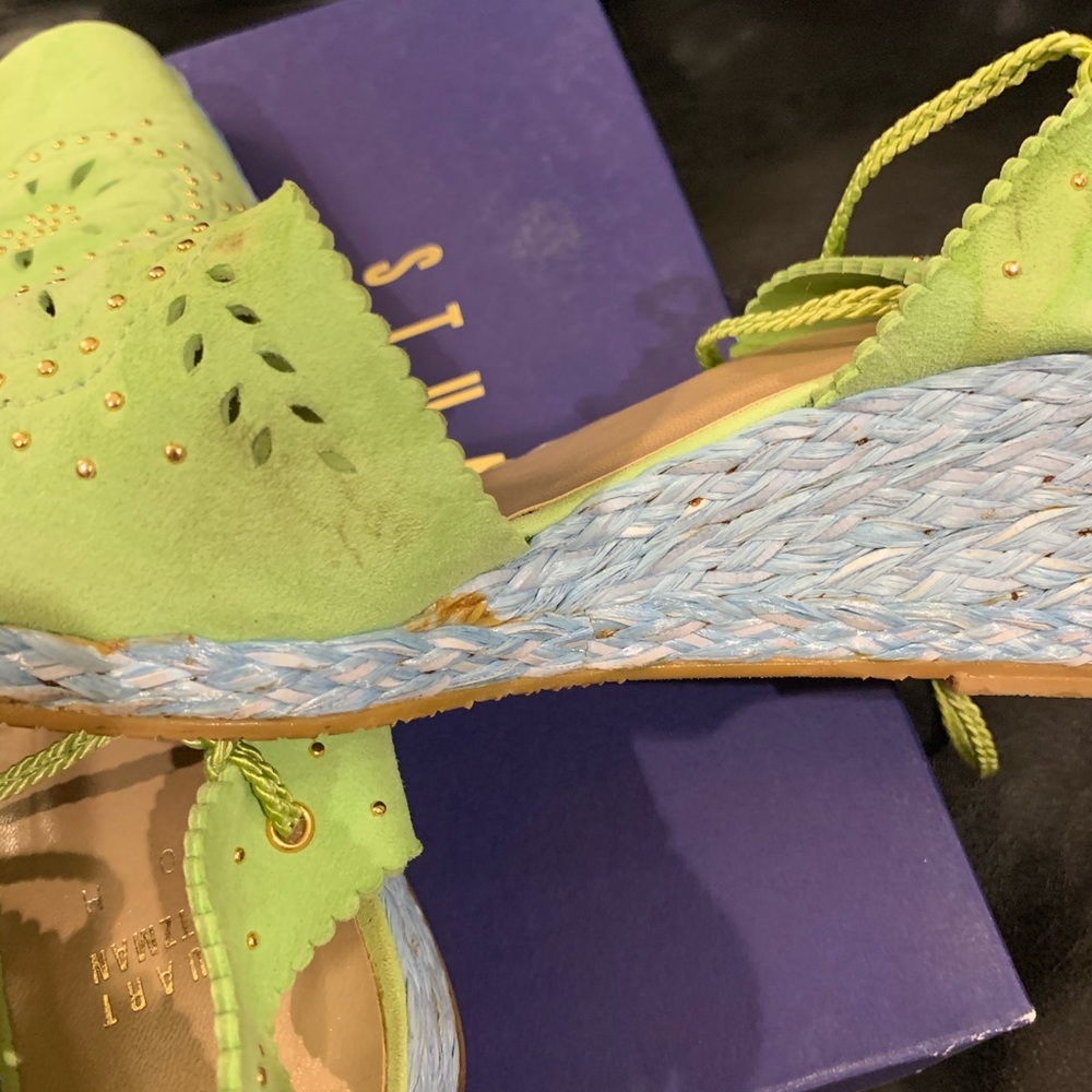 Stuart Weizmann Picadilly Menthol Suede Wedge - Picture 5 of 8